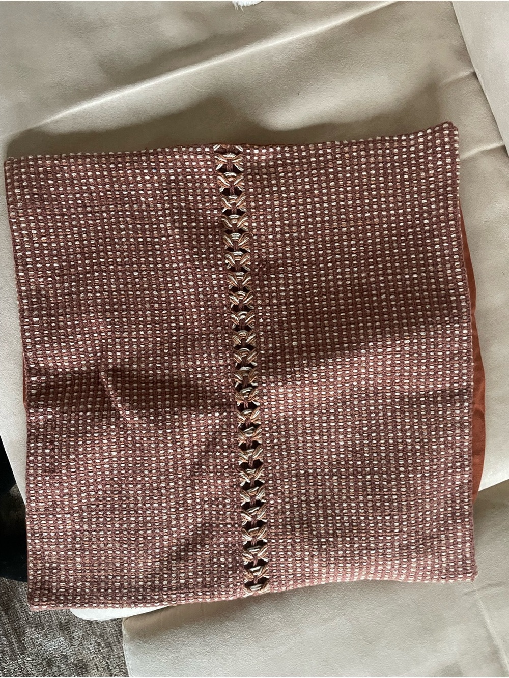 Chris Loves Julia Loloi Rust 18”x18”Braided Pillow Cover